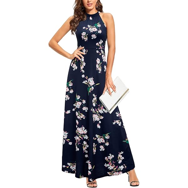 AUSELILY Maxi-Jurk Dames Zomer Mouwloze Jurk Lange Elegante Diepe V