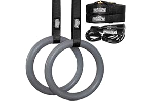 Ceciliec Gymnastikringe, rutschfest, strukturiert, Klimmzug-Ringe für Zuhause, Fitnessstudio und Kinder-Fitness, langlebige Aufhängungstrainer-Gurte und Schnallen