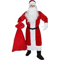 Hifot Weihnachtsmann Kostüm-Set - 5-teilig Mit Perücke, Bart, Mütze, Brille & Aufblasbarem Bauch