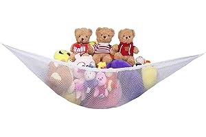 JAMES Large Toy Storage Hammock With Durable Hooks - Net for Stuffed Animals and Soft Toys in Child's Bedroom (White)