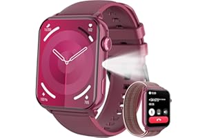 BAOLUBAO Reloj Inteligente Mujer, 1.91" Smartwatch Mujer con Linterna y Llamadas Bluetooth, Smart Watch con 2 Correas, Notificación, Podómetro, Pulsómetro, Sueño, IP68 Pulsera Actividad para Android iOS