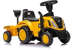 NATIV Ride-On Car Tractor from 1 Year | Children's Car with Trailer | Ride-On Vehicle with Shovel and Rake | Children's Vehicle in Blue | Ride-On with Sound Buttons and Light | Licensed Children's Toy (CAT