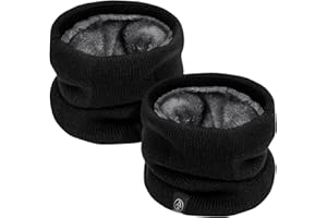 NEWHSY 2 Piece Neck Scarf Warmer Windproof Neck Thermal Knitted Snood Scarf for Men Women Thick Winter Cold Weather Knitted Circle Scarf for Outdoor Sports