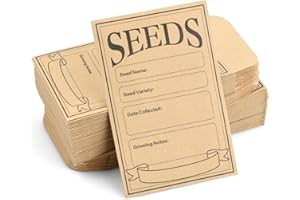 EMPEROCH 100 Pieces Seeds Envelopes, Self-Adhesive Seed Packets Envelopes Kraft Paper Small Envelopes, Small Brown Envelopes Saving Envelopes with Information Template for Flower Vegetable Seeds, 12x8cm