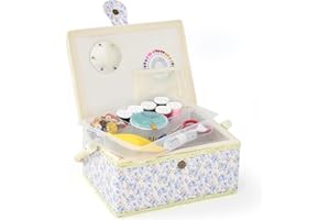 NOTIONSLAND Sewing Baskets for Home, Medium-Sized Sewing Box for Storage and Organisation, Sewing Basket with Accessories, Gift for Christmas, Thanksgiving, Mother's Day (Plain Blue)