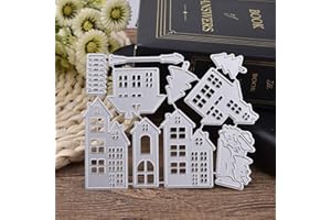 GOWXS Christmas House Cutting Dies for Card Making，Cutting Dies Cut Stencils for DIY Scrapbooking Photo Album Decorative Embossing Paper Dies for Card Making Templated+Cute Brooch Pin