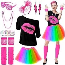 Ezuwail Costume Anni '80 '90 Per Bambini - Tuta Da Allenamento Con Fascia, Occhiali E Radio, Unisex, Taglie 4-12 Anni