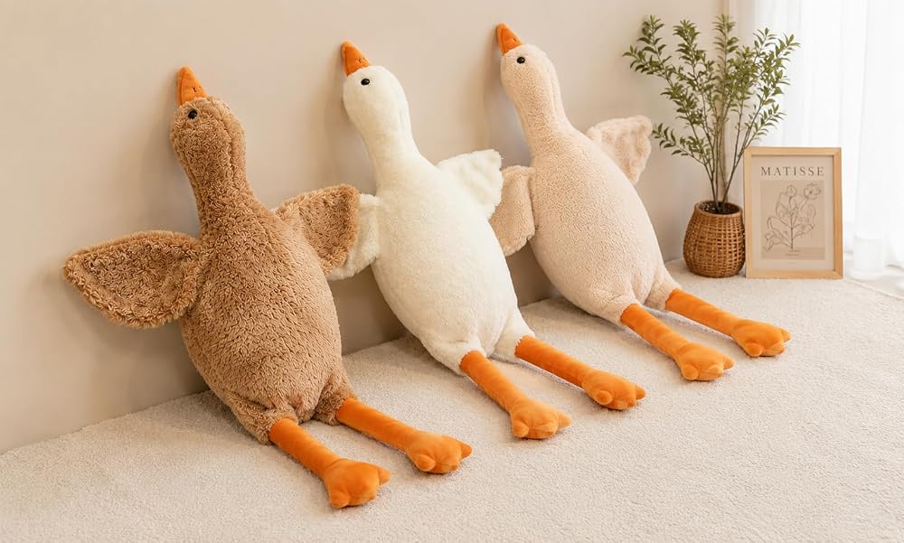 Pelüş Kaz,Oyuncak, Yastık,Hamile Yastığı, Beyaz Kuğu Doldurulmuş Hayvan, Komik Ördek Peluş Bebek, Sevimli Kaz Peluş Oyuncak Doldurulmuş Hayvanlar Çocuklar için Oyuncak Hediyeleri (No:4 Krem)