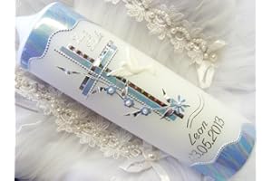 HONBEANIFY GNH Taufkerze Kommunionkerze Junge Mädchen 250/70 mm T-43 inkl. Beschriftung