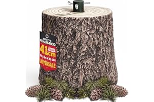 BAKAJI Base Supporto Albero di Natale in Resina, Tronco Realistico Natalizio, Riproduzione Fedele alla Realtà Solida Resistente, Attacco Universale 40mm Ganci per Adattamento Altezza (41 cm Scuro)