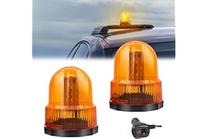 Biqiure 2 IN 1 Flashing Beacon Light 40LEDs Magnetic Rotating Flashing Light 12V 24V Emergency Warning Strobe Light Amber Strobe Lights 7 Modes for Car Truck Vehicle School Bus