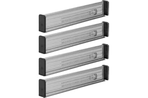 mDesign Zestaw 4x przegródki do szuflad – niezb?dne akcesoria kuchenne – regulowany organizer do szuflady z ochronn? ko?cówk? z pianki – dymno-szary