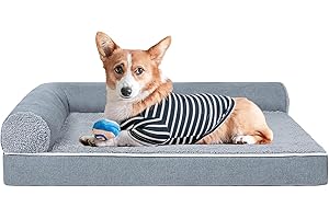Uilkbyu Orthopedic Memory Foam Dog Bed for Medium, Large and Extra Large Dogs, Bolster Dog Bed Waterproof Dog Beds with Removable Washable Cover Waterproof Lining and Anti-Slip Bottom