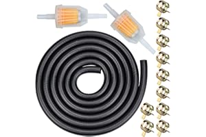 ZALEONLINE Car Fuel Filter 6mm Hose Kit, Moto Fuel Filter Line, 2 Metre Fuel Line Tube + 2PCS 6mm Petrol Filter + 10PCS Spring Clips Kit, for Motorcycle Scooter, Jeep