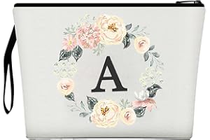 DWDC Borsa per il trucco per donna, borsa per il trucco con 26 lettere dalla A alla Z, borsa per cosmetici personalizzata, regali di compleanno per donne e mamme, regali per la sposa e la damigella d'onore