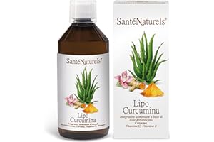 SANTE' NATURELS LipoCurcumina Pura Tit. 95% ● Formulazione in Liposomi da 500 ml ● Sciroppo in Curcuminoidi Pronto all'Uso e Potenziato con Aloe Arborescens Foglia Fresca, Vitamina C e Vitamina E