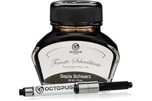 Octopus Fluids Sepia Schwarz - Writing ink including converter, Fountain pen ink in ink glass, Calligraphy ink for dip pen, Sepia Black 30ml