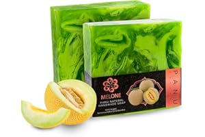 PANU NATURAL Panu Melone Soap - Sapone da doccia vegano per tutti i tipi di pelle - Sapone naturale come gel doccia solido e shampoo solido - Pezzo di doccia naturale - Sapone senza animali