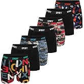 DeeAn 7'li Paket, Desenli D&uuml;z Karışık, Erkek Boxer, Pamuklu, Likralı, Erkek İ&ccedil; &Ccedil;amaşırı K&uuml;lot