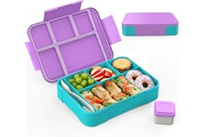 SWVIODMT Brotdose Kinder mit Fächern 1300 ml Lunchbox für Kinder, Auslaufsichere Lunchbox mit 5 Fächern, Snackbox für Mädchen & Jungen, perfekt für Schule, Kindergarten (Macaron Lila)…