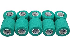 PintoMed - Bandage Cohésif - Vert - 10 Rouleaux x 5 cm x 4,5 m Autoadhésif, Flexible Bandages, Premiers Secours Sports Wrap Bandage