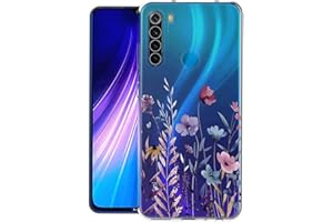 Kaywzo Funda para Xiaomi Redmi Note 8,Transparente TPU Carcasa con Patrones de Flores Pintadas,Ultra Delgado Mujeres Silicone Phone Protección Case Cover-4