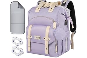 KENLUMO Sac à Dos à Langer, Sac à Langer bébé avec Matelas à Langer Portable, Sangles de Poussette et Porte-Sucette, Sac de Voyage multifonctionnel pour Maman ou Papa
