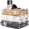 TOMVAES 3 Pcs Pet Flannel Blankets, Super Soft Cute Pattern Pet Sleeping Blanket, Flannel Throw Blankets Cozy Blankets for Puppy Dogs Fluffy Cats (Style A)