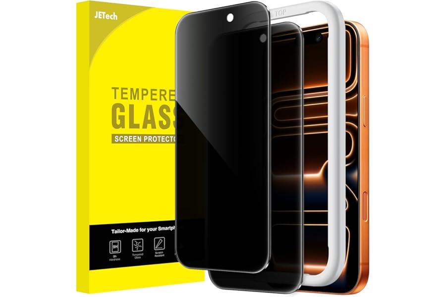 JETech Privacy Screen Protector for iPhone 17 Pro Max 6.9-Inch, Anti-Spy Tempered Glass Film with Easy Installation Tool, 2-Pack