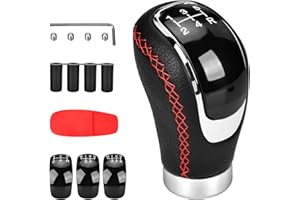 ECHOBUY Manuell Schaltknauf 5 Gang Universal Schaltknäufe mit 4 Adaptern 8mm 10mm 11mm 12mm für Manueller Autos mit 5 Gang Schaltgetriebe, PU Lede Schaltknauf Auto - Schwarz