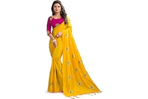 BishtHub Fashion Women's Silk Indian Party Wear Saree with Unsewn Blouse Piece