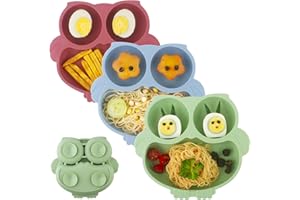 NOHLERLIFE Baby Teller Silikon 3 Pack, Kleinkind Teller Silikon Rutschfest Geteilte Babyteller Saugen für Kinder Kleinkind Selbst Füttern, Geschirrspüler und Mikrowelle Safe