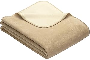 Ibena Dublin Kniedecke 100x150 cm - Kinderdecke creme wollweiß, Kuscheldecke aus Baumwollmischung angenehm warm und kuschelig, hervorragende Qualität