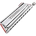 JDR Trochilus 10 Holes Chromatic Harmonica Pop Tuning Chromonica Key of Bb Valveless Harp with Case for Adults Professionals Beginners Kids Teachers and Students Gift (Pop Tuning Key of Bb)
