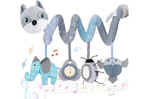 SIRECAL Spiral Pram Toys for Babies Wrap-Around Pram Pushchair Stroller/Car Seat/Crib Sensory Early Education Play Toy, Activity Spiral Hanging Toy for Toddler Infant Boys Girls