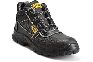 Black Hammer Comfortable Waterproof Steel Toe Caps Safety Boots Lightweight, Durable, Non-Slip Work Shoes for Work & Outdoor Activities 1007
