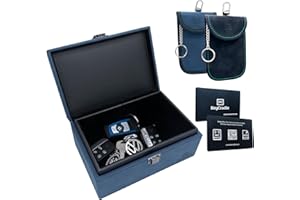 KeyCradle Faraday Box For Car Keys | Faraday Pouch For Car Keys 2 Pack & RFID Card 2 Pack For Your Wallet | XXL Car Key Signal Blocker Box Size 20 x 13 x 9 cm - Blue