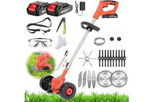 GAPBVYS Coupe Bordure sans Fil avec Batterie 24V Débroussailleuse à Batterie électrique sans Fil, avec Batterie et 5 Types de Lames, pour la Coupe de Jardin, Pelouses et Terres Agricoles