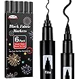 GPLMQ Black Fabric Pens - Dual Tips Fabric Pens Permanent for Clothes, Non-Toxic, Fade & Bleed Resistant, Ideal Fabric Markers for Personalizing T-Shirts, Hats, Canvas, and Textiles