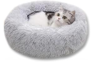 Kiuiom Legowisko dla zwierząt domowych, pluszowe legowisko dla zwierząt domowych, puszyste legowisko dla psa, okrągła poduszka dla psa, kosz do spania, pluszowa poduszka dla kota, poduszka dla psa