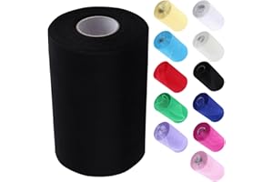 MCHODARE Tulle,Rotolo Matrimonio di Tulle 6 inch x 100 Yard Bobina Tulle per Avvolgere,Tulle Bianco Rotolo Nastro Tulle Rotolo di Stoffa di Tulle Bobina di Tulle ((C40 nero))