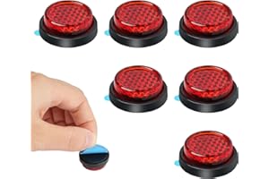 AYBUY 6Pcs Round Motorcycle Reflectors, Stick-on Safety Reflectors, 24mm Mini License Plate Reflectors, Red Light Warning Reflector for Motorcycle Bicycle Trailers Gate Posts