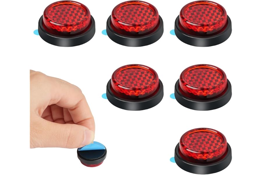 AYBUY 6Pcs Round Motorcycle Reflectors, Stick-on Safety Reflectors, 24mm Mini License Plate Reflectors, Red Light Warning Reflector for Motorcycle Bicycle Trailers Gate Posts