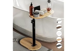 Yumkfoi Plateau de Baignoire en Bambou avec Hauteur réglable, Plateau autoportant pour Baignoire Contre Le Mur, Table d'appoint pour Baignoire de Luxe, Maison, Spa et Choix de Cadeau – Brevet protégé