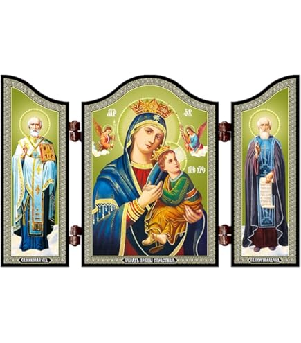 Icona Auto Trittico Ortodossa - Smolensk Gesù Angelo Custode, Adesiva - Foto 7