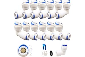 CESFONJER 12 PCS Adapter Fitting Verbindungsstück, RO Wasserfilter Fitting, 6,35mm (1/4") Pushfit gerade Stecker für Wasserrohr, drücken, Kühlschrankschlauch