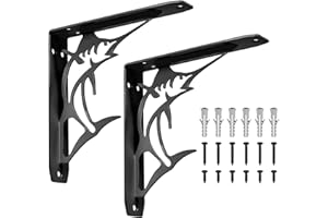 KEBITEDAMAI 2 Pz Reggimensola Nere, Staffe a L, Staffe per Mensole Pesanti Vintage, Supporto Staffa Mensola, Supporto Reggi Mensola da Muro, Staffa per Mensola Angolari Metallo Legno Mensola, 200x200x40 mm