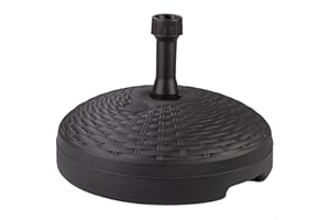 AKTIVE 61130 - Base sombrilla terraza exterior circular negra, resistente al agua y a los rayos del sol, cuenta con depósito de agua o arena, parasol duradero y estable