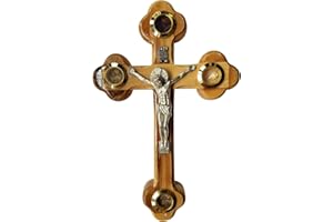 Wall Cross of Olive Wood with Crucifix Catholic from Jerusalem by Holy Land by Bethlehem Gifts TM