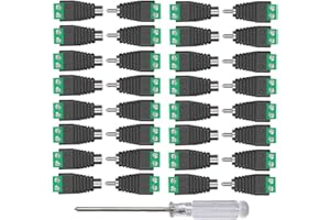 Aiqeer 16 Pares RCA Macho Hembra Conector Adaptador, RCA Macho Enchufe y Hembra Jack de AV Tornillo Terminal Bloque Audio Video Conector Adaptador